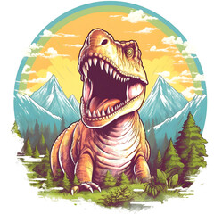 Tyrannosaurus rex dinosaur illustration, created with Generative AI technology