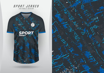 Background for sports jersey, soccer jersey, running jersey, racing jersey, pattern, blue grunge, black tones.