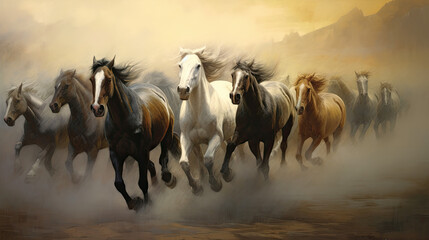 horses spirit animal running freedom - by generative ai