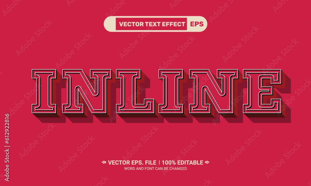 Fototapete inline 3d editable typography vector text effect