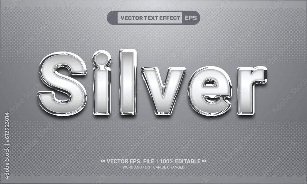 Poster silver editable 3d vector eps text effect