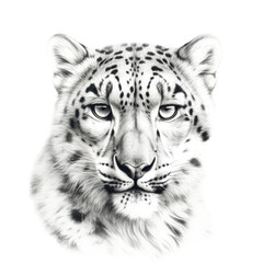 Fototapeta na wymiar describing a Snow Leopard portrait, full face, big cat, majestic creature, Wildlife-themed, photorealistic illustrations in a PNG, cutout, and isolated. Generative AI