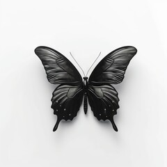 Fototapeta premium Black Butterfly with gray shade on white background