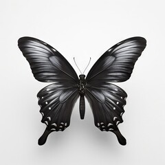 Black Butterfly with gray shade on white background