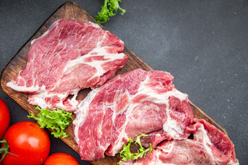raw pork meat meal fresh food snack on the table copy space food background rustic top view 