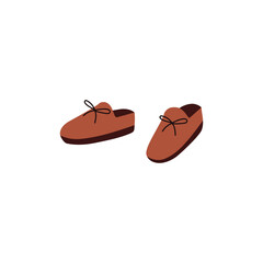 Comfortable leather shoes for walking and hiking, flat vector isolated.