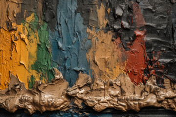 Generative AI illustration of Background of old and cracked wall painted colorful