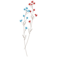 Field Flowers on Branch. Wildflower Icon. Hand Drawn	