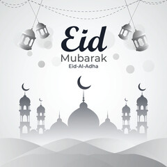 Elegent eid mubarak religious festival and mosque vector design