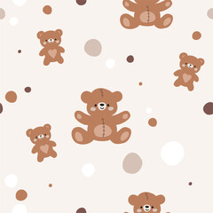 Vector seamless pattern with teddy bears.