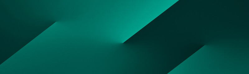 Black teel green blue abstract modern background for design. Dark. Geometric shape. 3d effect. Diagonal lines, stripes. Gradient. Light, glow. Metallic sheen. Minimal. Web banner. Wide. Panoramic. - 612927251