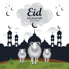 Eid al adha mubarak islamic festival social media banner template