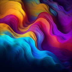 Flowing Abstraction: Serene and Tranquil Abstract Wave Wallpaper on Black, Generative AI