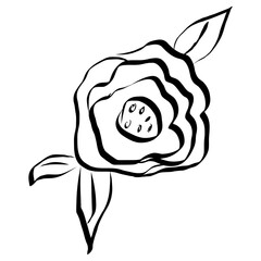 Flower Icon. Simple Hand Drawn Floral Element. Black Sketch ink Drawing Plant. Wildflower