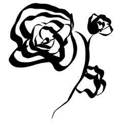 Flower Icon. Simple Hand Drawn Floral Element. Black Sketch ink Drawing Plant. Wildflower