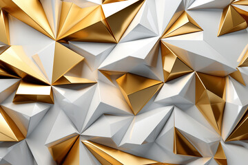 Modern Origami Delights: Abstract White and Gold Folded Textured Art with a Sophisticated Touch, Generative AI