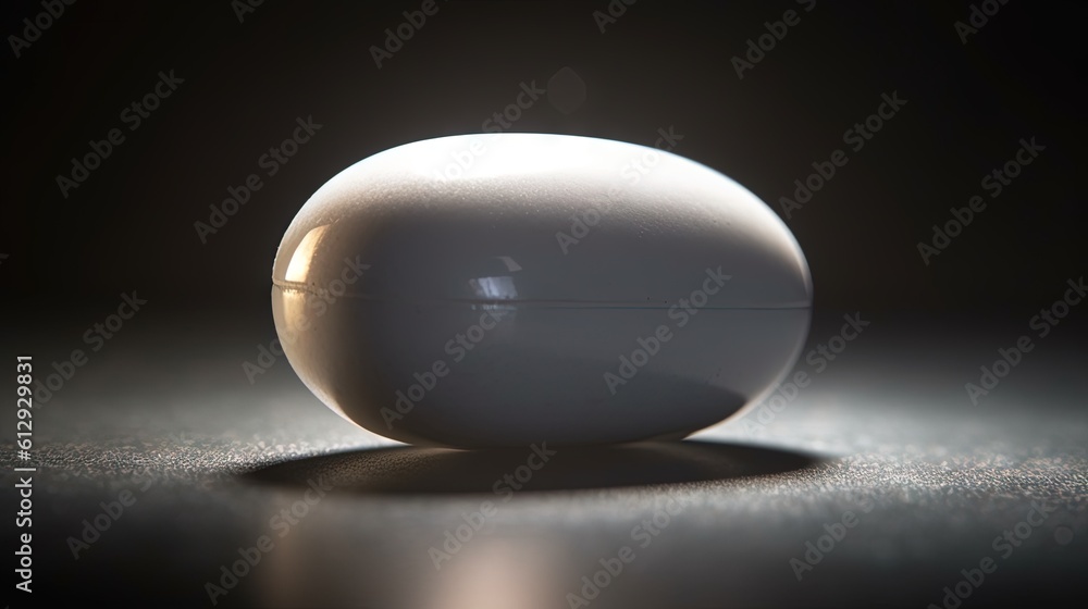 Aufkleber a white object sitting on a table in the dark room. generative ai