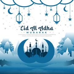 Eid al adha mubarak islamic festival social media banner template design