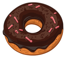 Sweet and chocolate glazed donut illustration (Generative AI)