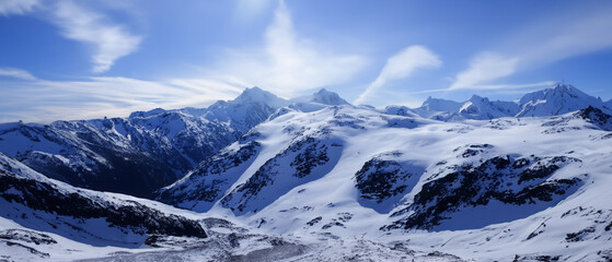 Snow Mountains Sunlight Build Wallpaper. Generative AI