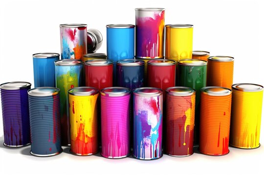 paint cans isolated on white background. Generated by AI.