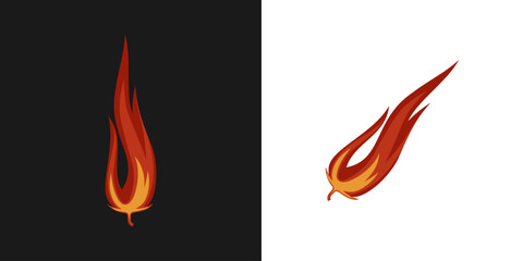 Hot red chili fire logo for searing spiciness
