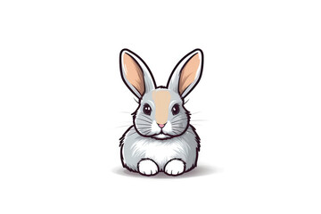 Obraz premium Bunny Sticker On White Background. Generative AI