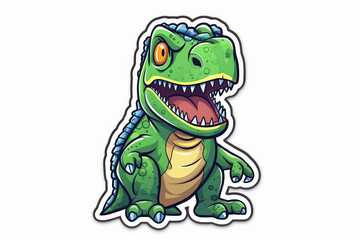 Fototapeta premium Dinosaur Sticker On White Background. Generative AI