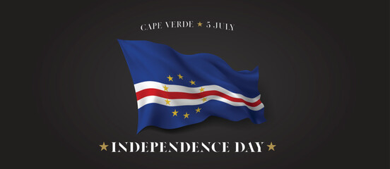 Cape Verde independence day vector banner, greeting card.