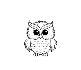Cartoon owl on a white background. Vector illustration, print for background, print on fabric, paper, wallpaper, packaging