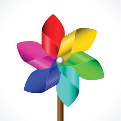 colorful paper windmill/ realistic object/ vector illustration