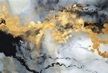 Monochromatic Whirlwind: Abstract Fusion of Gold, Black, and Grey ,Generative AI