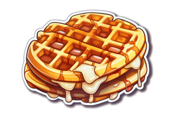 Waffle Sticker On White Background. Generative AI
