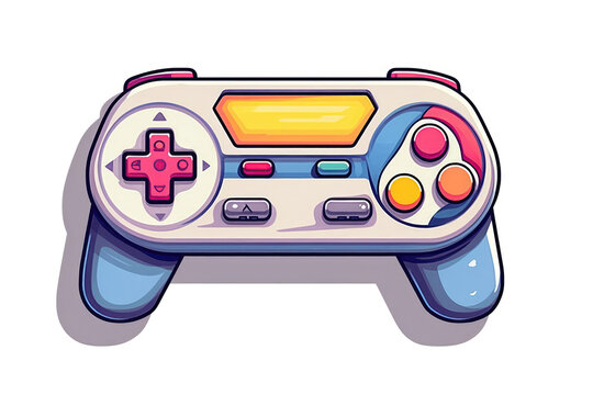 Video Game Console Sticker On White Background. Generative AI