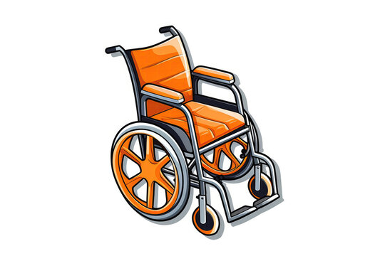 Wheelchair Sticker On White Background. Generative AI