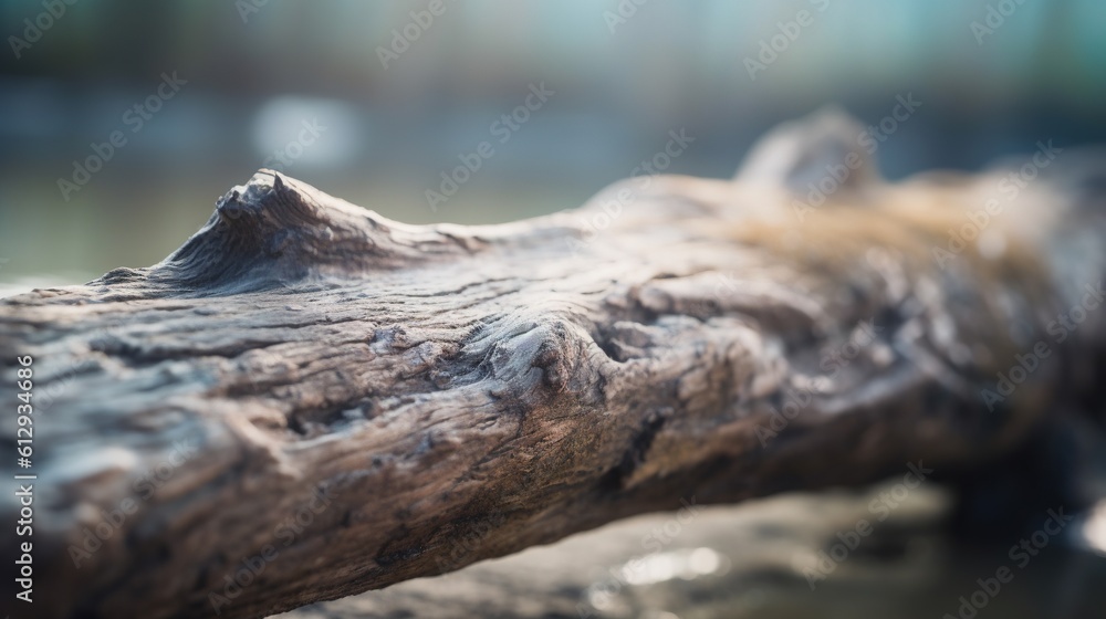 Poster a close up of a tree branch with a blurry background. generative ai