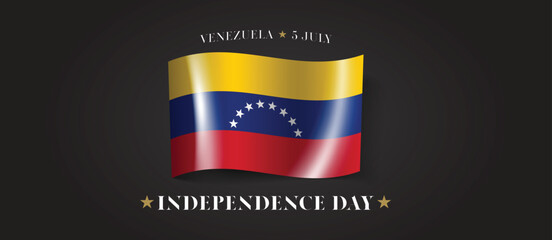 Venezuela happy independence day greeting card, banner with template text vector illustration