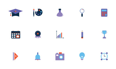 Premium education and study vector collection pack. Clean, colorful social media and website icon design set