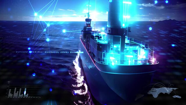 Futuristic Cargo ship with ai data, Aerial

Future intelligent Shipping industry concept, 2023
