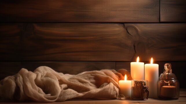 candles on the table HD 8K wallpaper Stock Photographic Image