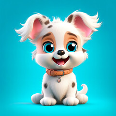 Cartoon character puppy 3d illustration for children. Cute fairytale dog print for clothes, stationery, books, merchandise. Toy puppy 3D character banner. Cartoon character 3d dog. Generative ai.