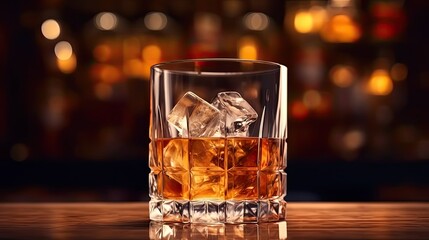 Crystal glass of whiskey. AI generated.