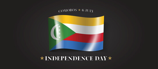 Comoros happy independence day greeting card, banner with template text vector illustration