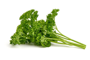 Fresh organic parsley, isolated on a white background.