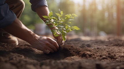 Fototapeta premium Planting a tree. AI generated.