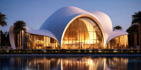 Fototapeta premium Islamic architecture exterior, mosque. Generative AI