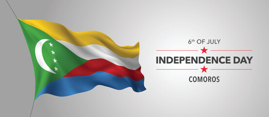 Comoros happy independence day greeting card, banner with template text vector illustration