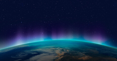 Northern lights aurora borealis over the planet Earth "Elements of this image furnished by NASA"