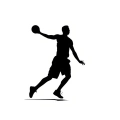 Flat illustration of a man playing basketball. Generative AI