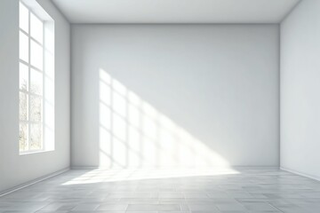Empty room with white gradient texture wall. Generative AI